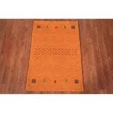 Orange Gabbeh Indian Foyer Rug Handmade Wool Carpet - 2'0" x 3'0"