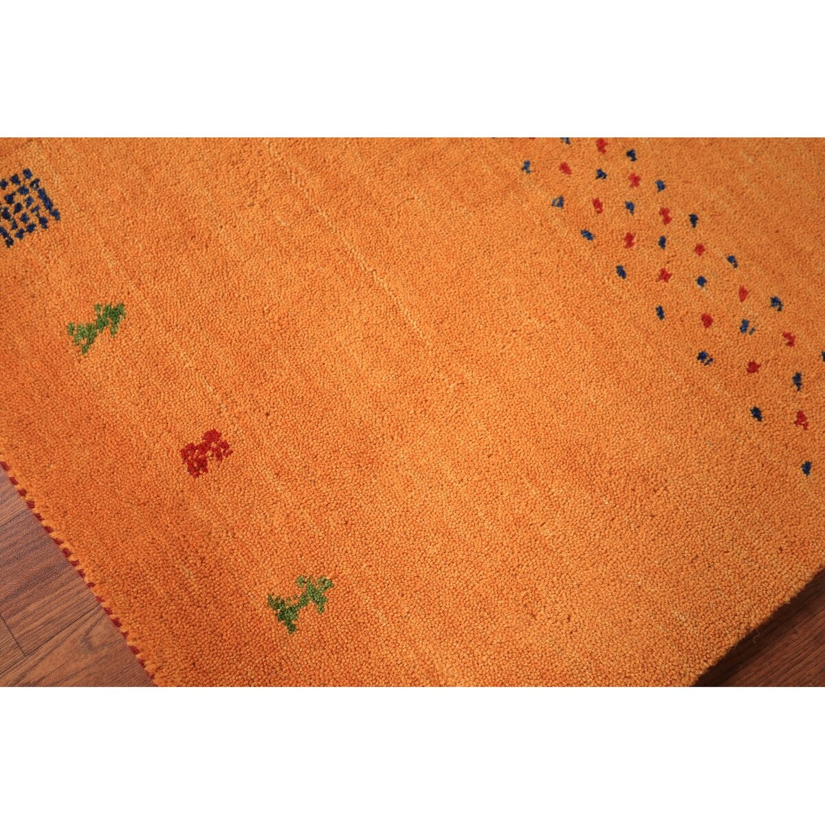 Orange Gabbeh Indian Foyer Rug Handmade Wool Carpet - 2'0" x 3'0"