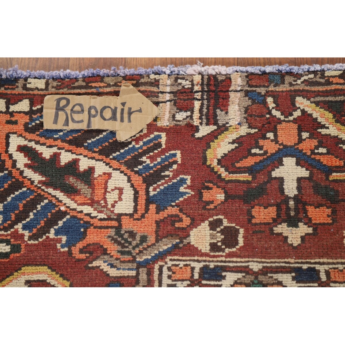 Orange Geometric Bakhtiari Persian Area Rug Handmade Wool Carpet - 9'7" x 12'9"