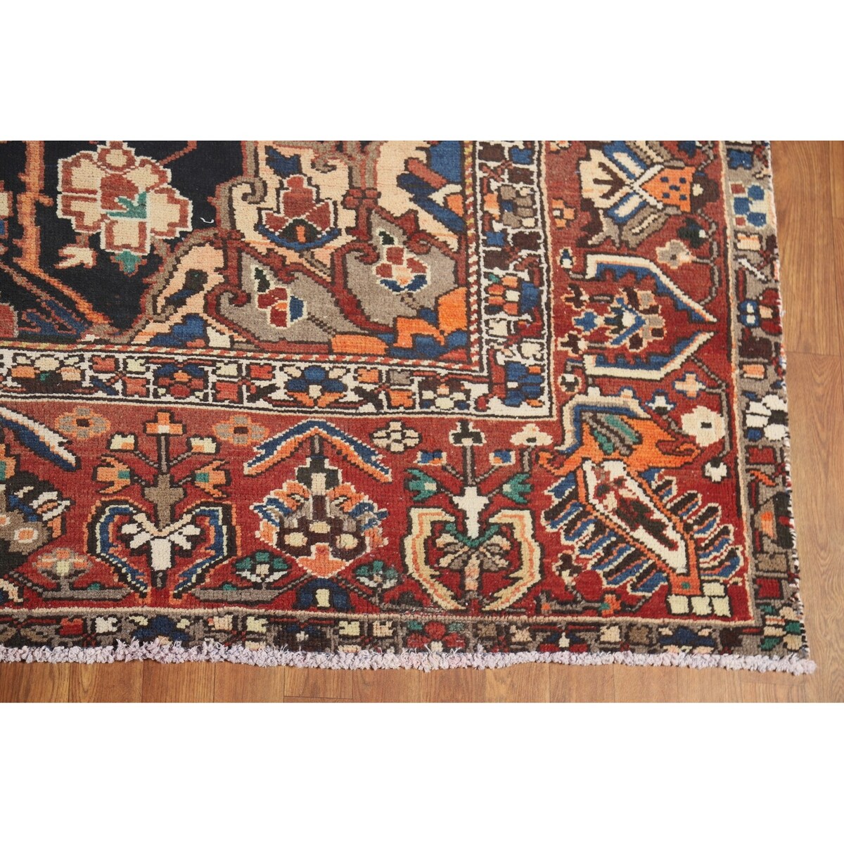 Orange Geometric Bakhtiari Persian Area Rug Handmade Wool Carpet - 9'7" x 12'9"