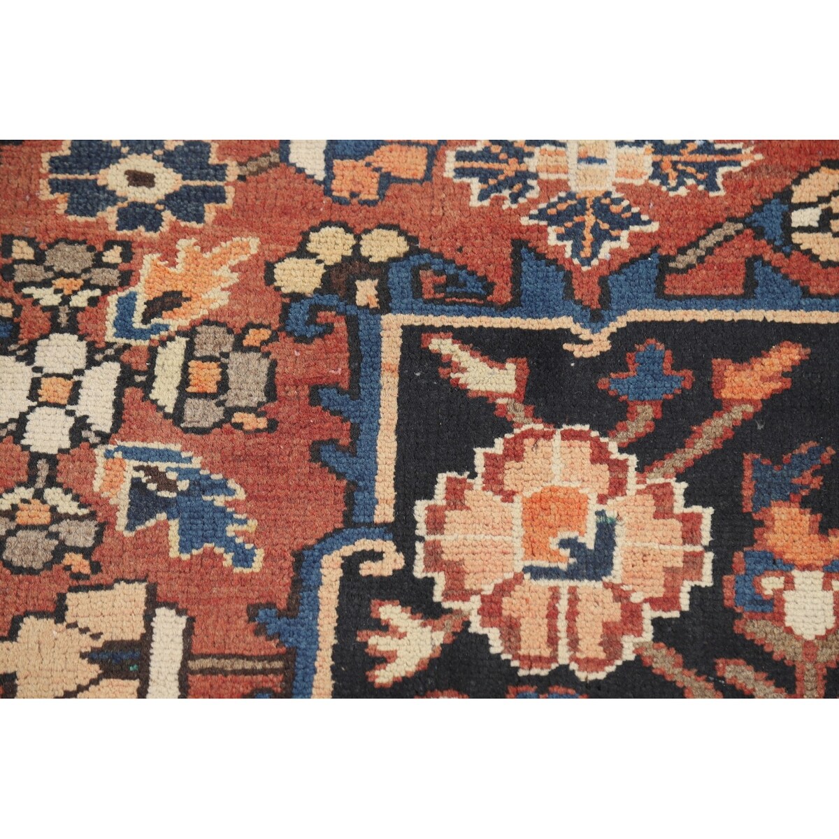 Orange Geometric Bakhtiari Persian Area Rug Handmade Wool Carpet - 9'7" x 12'9"