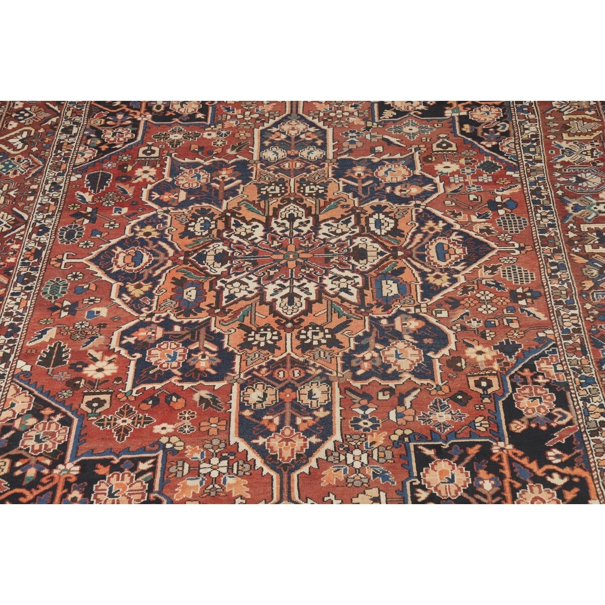 Orange Geometric Bakhtiari Persian Area Rug Handmade Wool Carpet - 9'7" x 12'9"