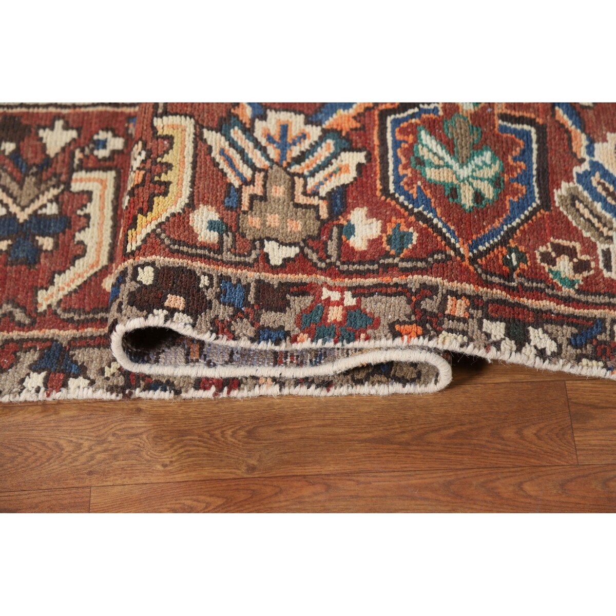 Orange Geometric Bakhtiari Persian Area Rug Handmade Wool Carpet - 9'7" x 12'9"