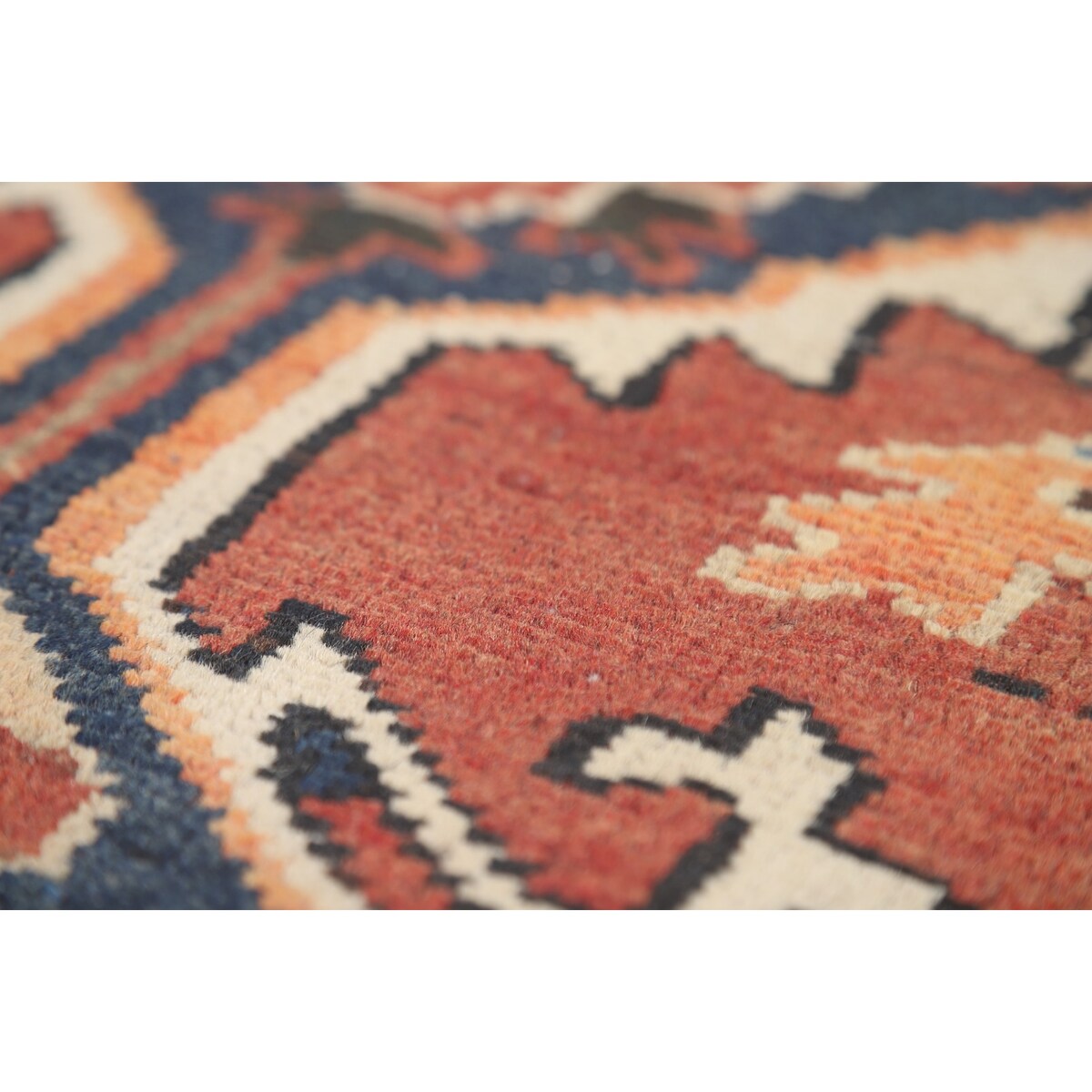 Orange Geometric Bakhtiari Persian Area Rug Handmade Wool Carpet - 9'7" x 12'9"