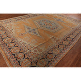 Orange Geometric Viss Indian Large Rug Hand-Knotted Wool Carpet - 9'8"x 13'8"