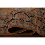 Orange Geometric Viss Indian Large Rug Hand-Knotted Wool Carpet - 9'8"x 13'8"