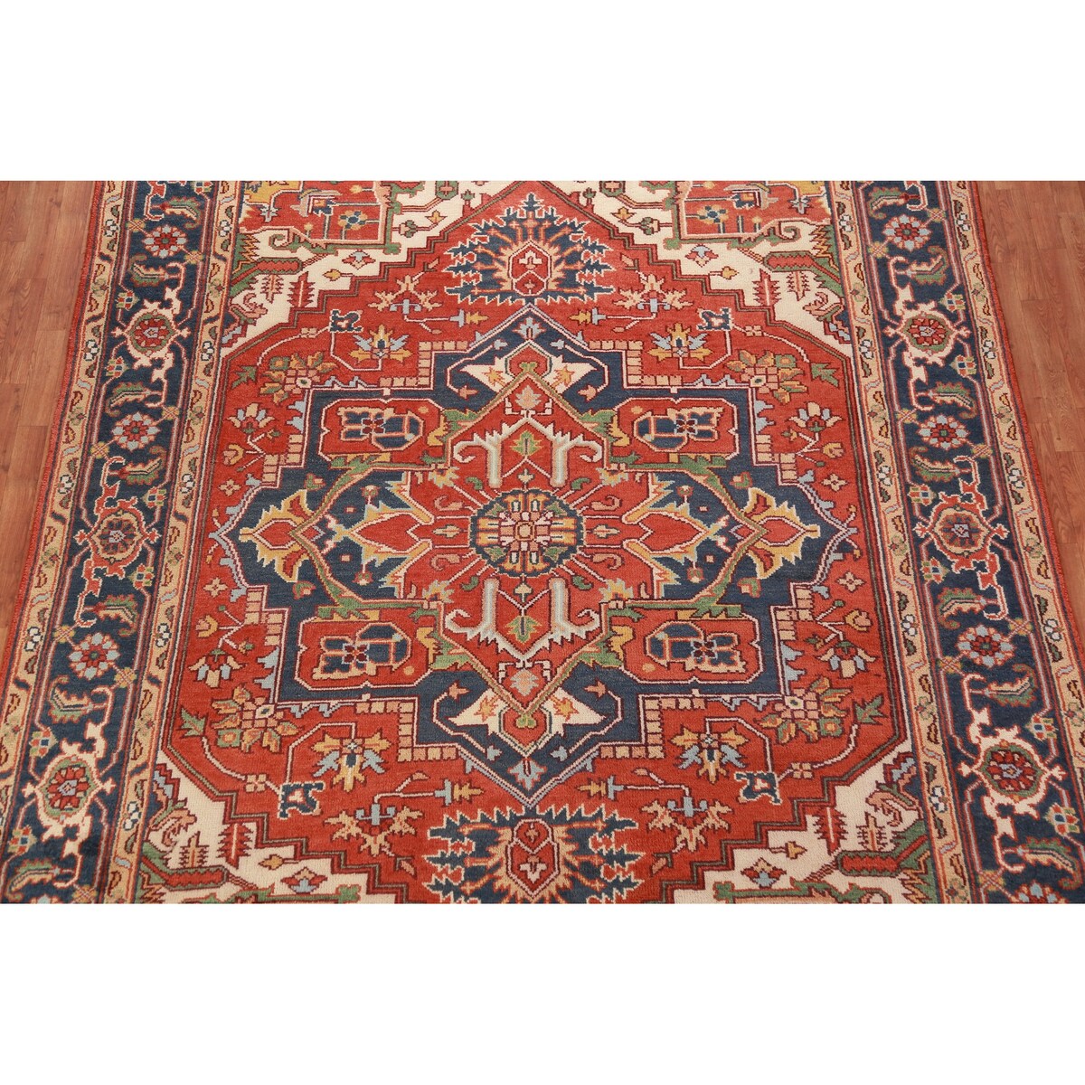 Orange Heriz Serapi Oriental Area Rug Handmade Wool Carpet - 8'11" x 12'1"