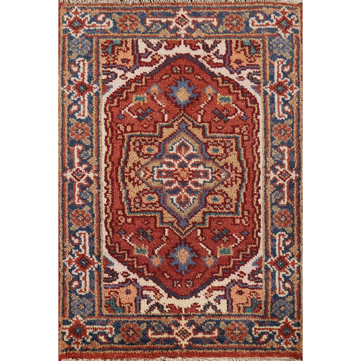 Orange Heriz Serapi Oriental Foyer Rug Handmade Wool Carpet - 2'0" x 3'0"