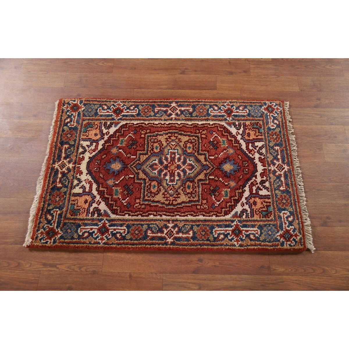 Orange Heriz Serapi Oriental Foyer Rug Handmade Wool Carpet - 2'0" x 3'0"