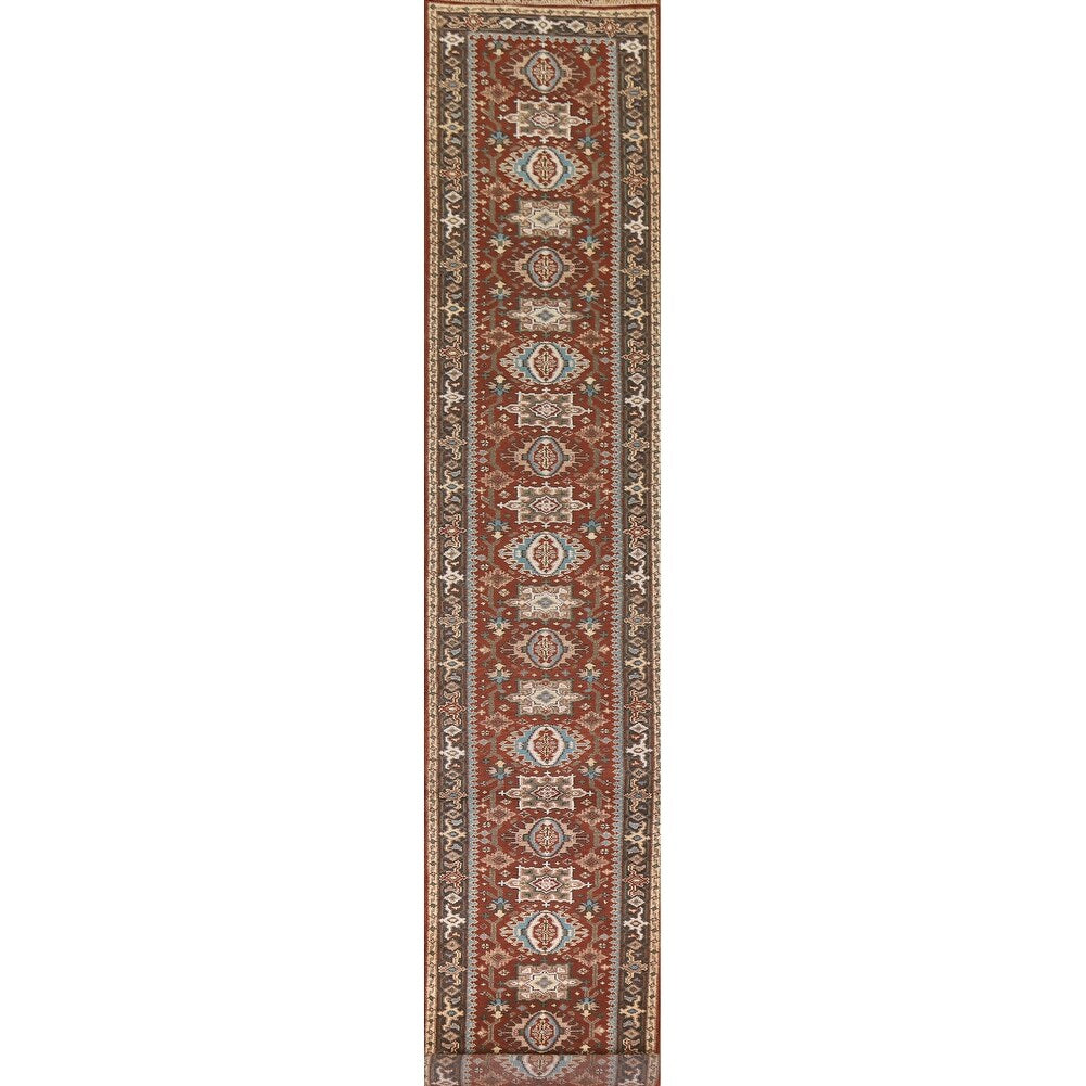 Orange Heriz Serapi Runner Rug Handmade Wool Carpet - 2'6"x 19'9"
