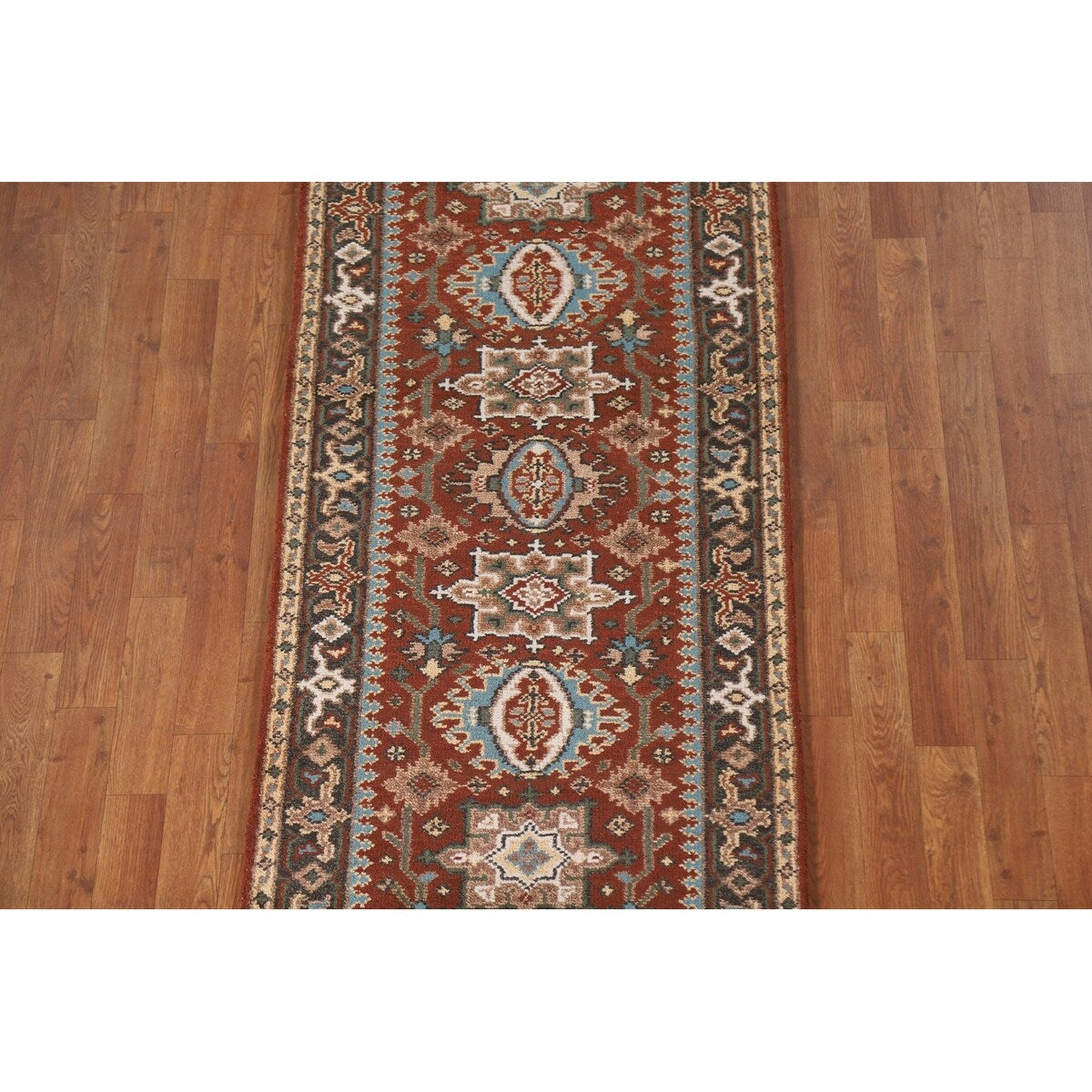 Orange Heriz Serapi Runner Rug Handmade Wool Carpet - 2'6"x 19'9"