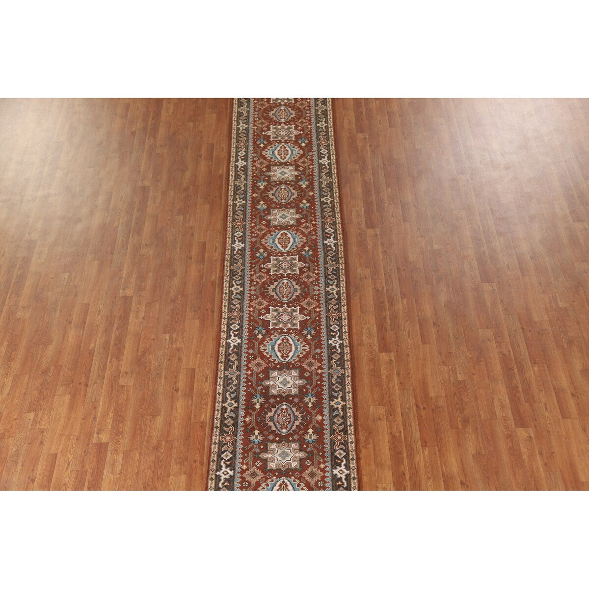 Orange Heriz Serapi Runner Rug Handmade Wool Carpet - 2'6"x 19'9"