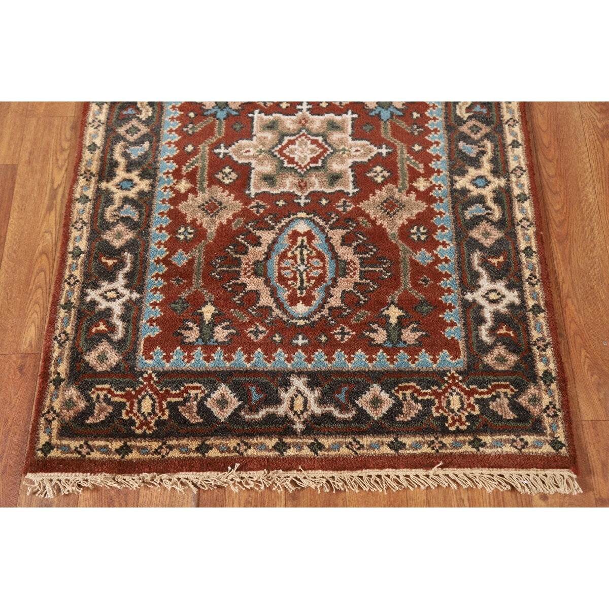 Orange Heriz Serapi Runner Rug Handmade Wool Carpet - 2'6"x 19'9"