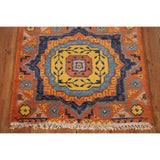 Orange Kazak Indian Runner Rug Hand-Knotted Wool Carpet - 2'7"x 14'1"