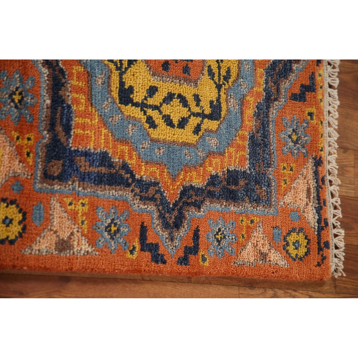 Orange Kazak Indian Runner Rug Hand-Knotted Wool Carpet - 2'7"x 14'1"