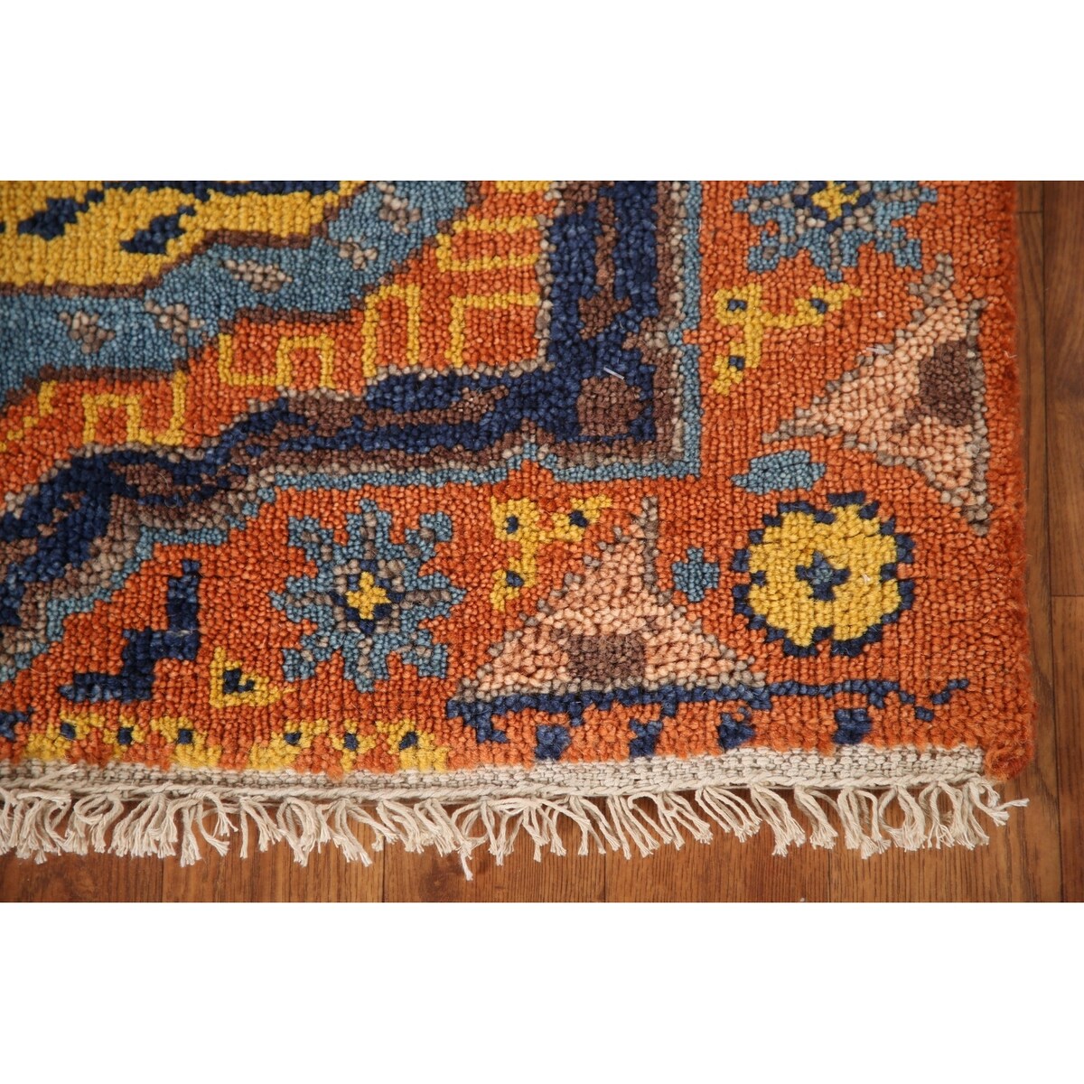 Orange Kazak Indian Runner Rug Hand-Knotted Wool Carpet - 2'7"x 14'1"