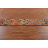Orange Kazak Indian Runner Rug Hand-Knotted Wool Carpet - 2'7"x 14'1"