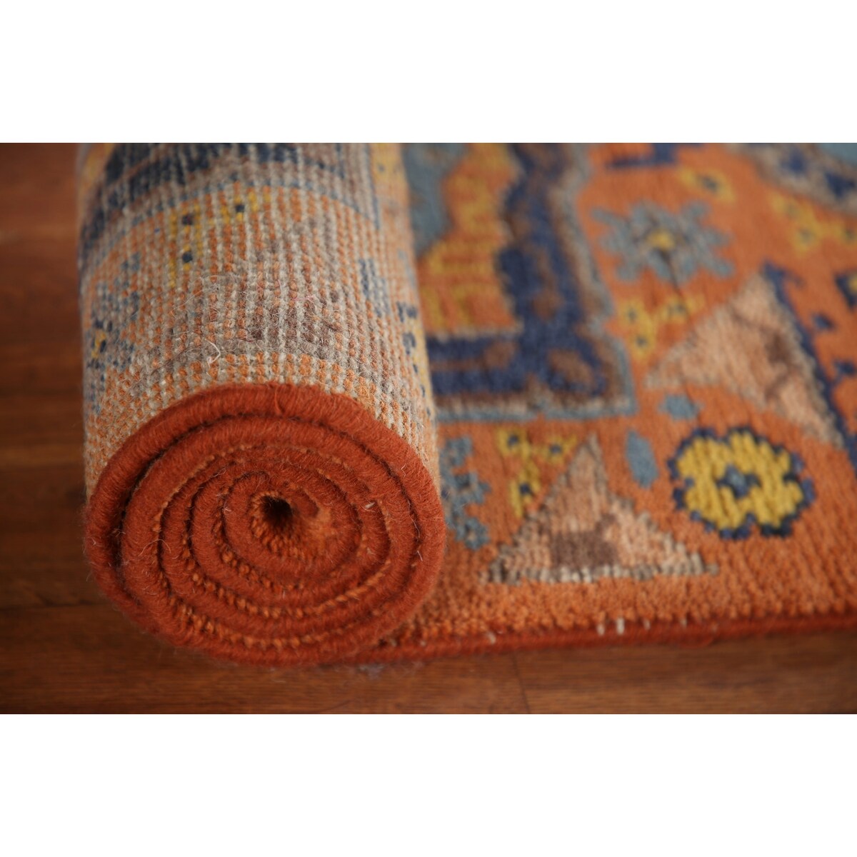 Orange Kazak Indian Runner Rug Hand-Knotted Wool Carpet - 2'7"x 14'1"