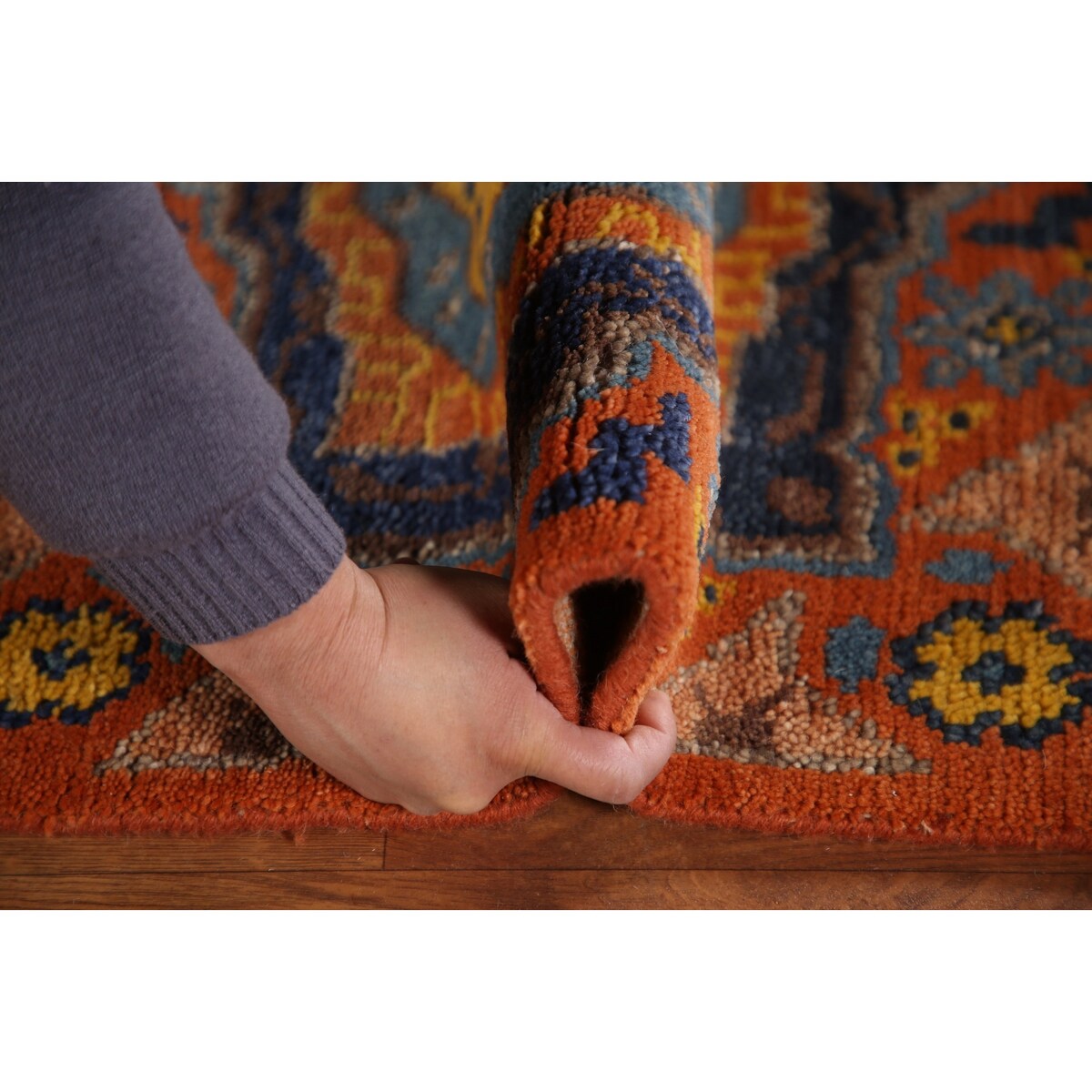 Orange Kazak Indian Runner Rug Hand-Knotted Wool Carpet - 2'7"x 14'1"