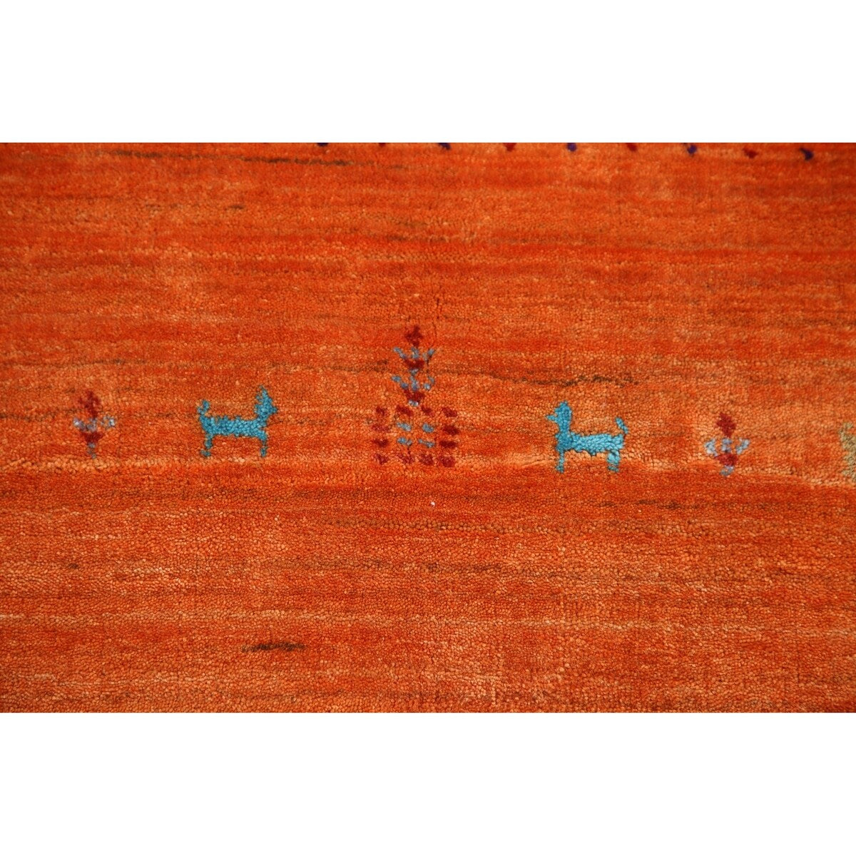 Orange Modern Gabbeh Oriental Area Rug Hand-Knotted Wool Carpet - 5'9" x 8'0"