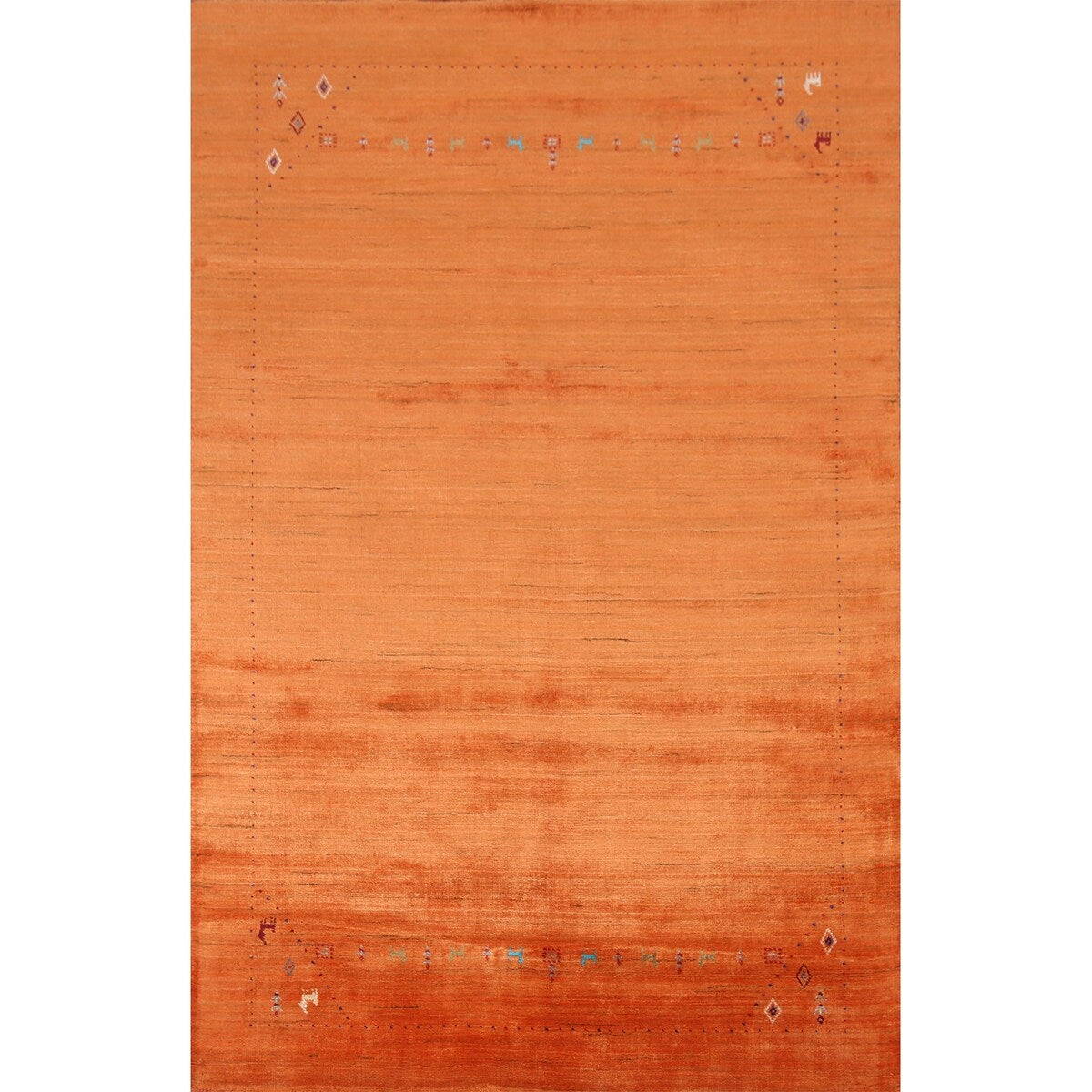 Orange Modern Gabbeh Oriental Area Rug Hand-Knotted Wool Carpet - 5'9