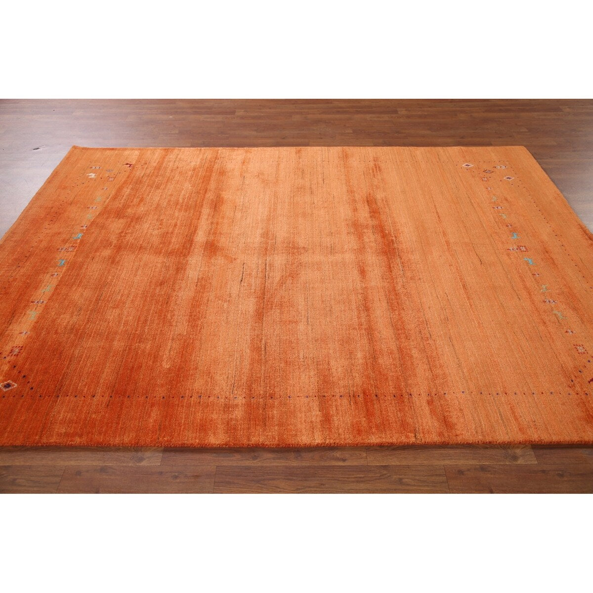 Orange Modern Gabbeh Oriental Area Rug Hand-Knotted Wool Carpet - 5'9" x 8'0"