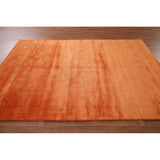 Orange Modern Gabbeh Oriental Area Rug Hand-Knotted Wool Carpet - 5'9" x 8'0"