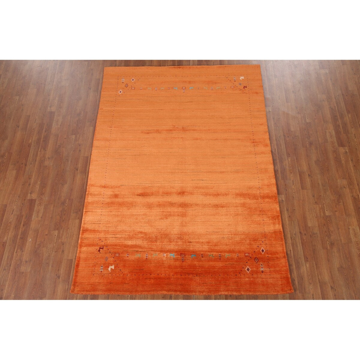 Orange Modern Gabbeh Oriental Area Rug Hand-Knotted Wool Carpet - 5'9" x 8'0"