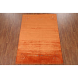 Orange Modern Gabbeh Oriental Area Rug Hand-Knotted Wool Carpet - 5'9" x 8'0"