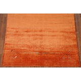 Orange Modern Gabbeh Oriental Area Rug Hand-Knotted Wool Carpet - 5'9" x 8'0"
