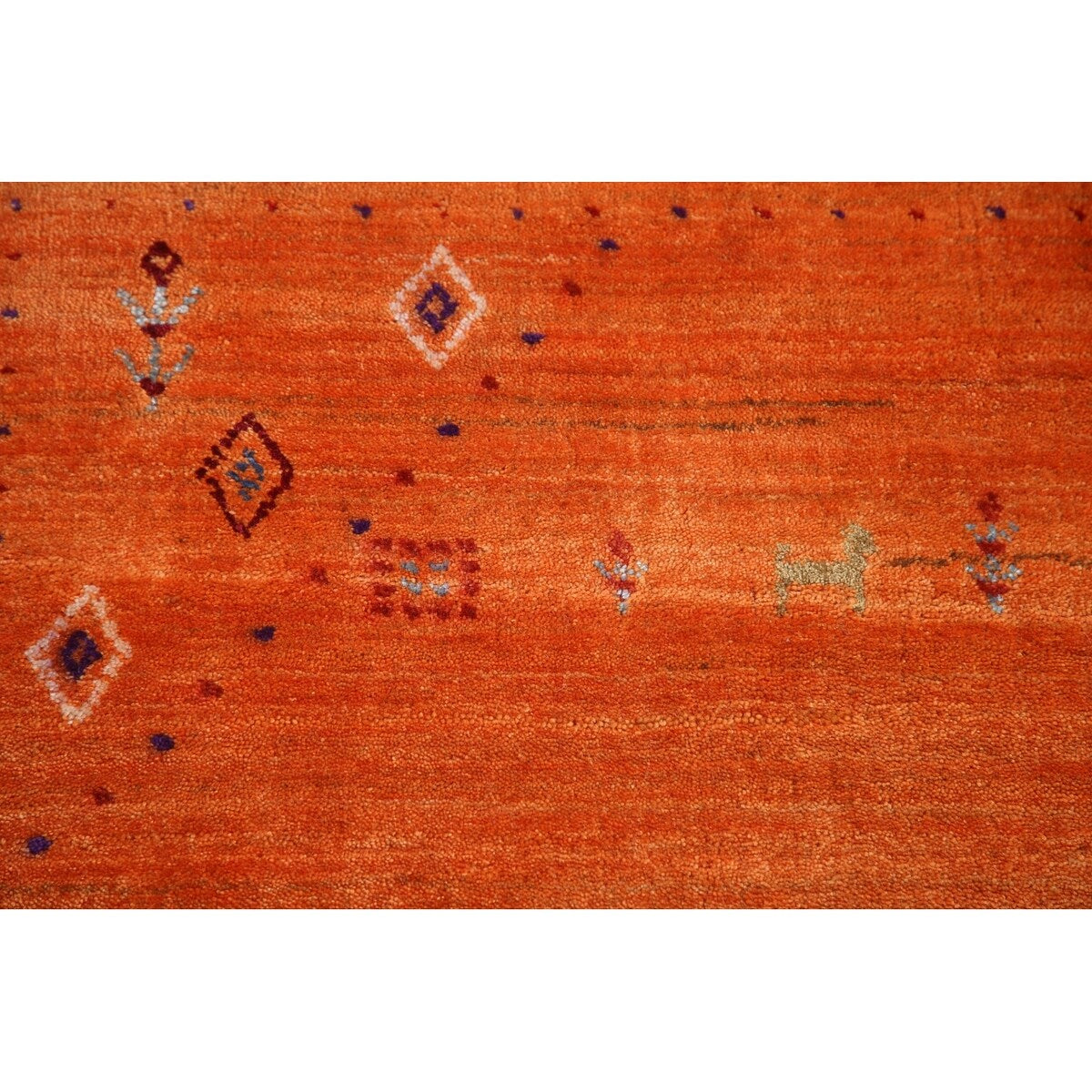 Orange Modern Gabbeh Oriental Area Rug Hand-Knotted Wool Carpet - 5'9" x 8'0"
