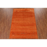 Orange Modern Gabbeh Oriental Area Rug Hand-Knotted Wool Carpet - 5'9" x 8'0"
