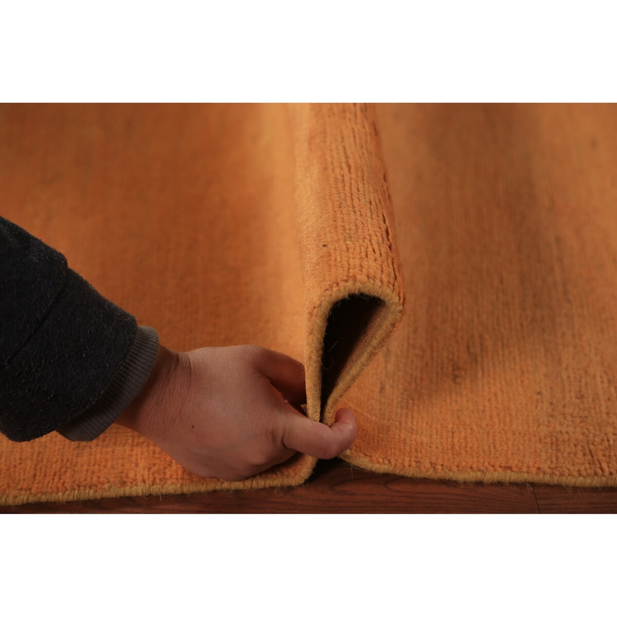Orange Modern Gabbeh Runner Rug Handmade Wool Carpet - 2'7" x 9'9"