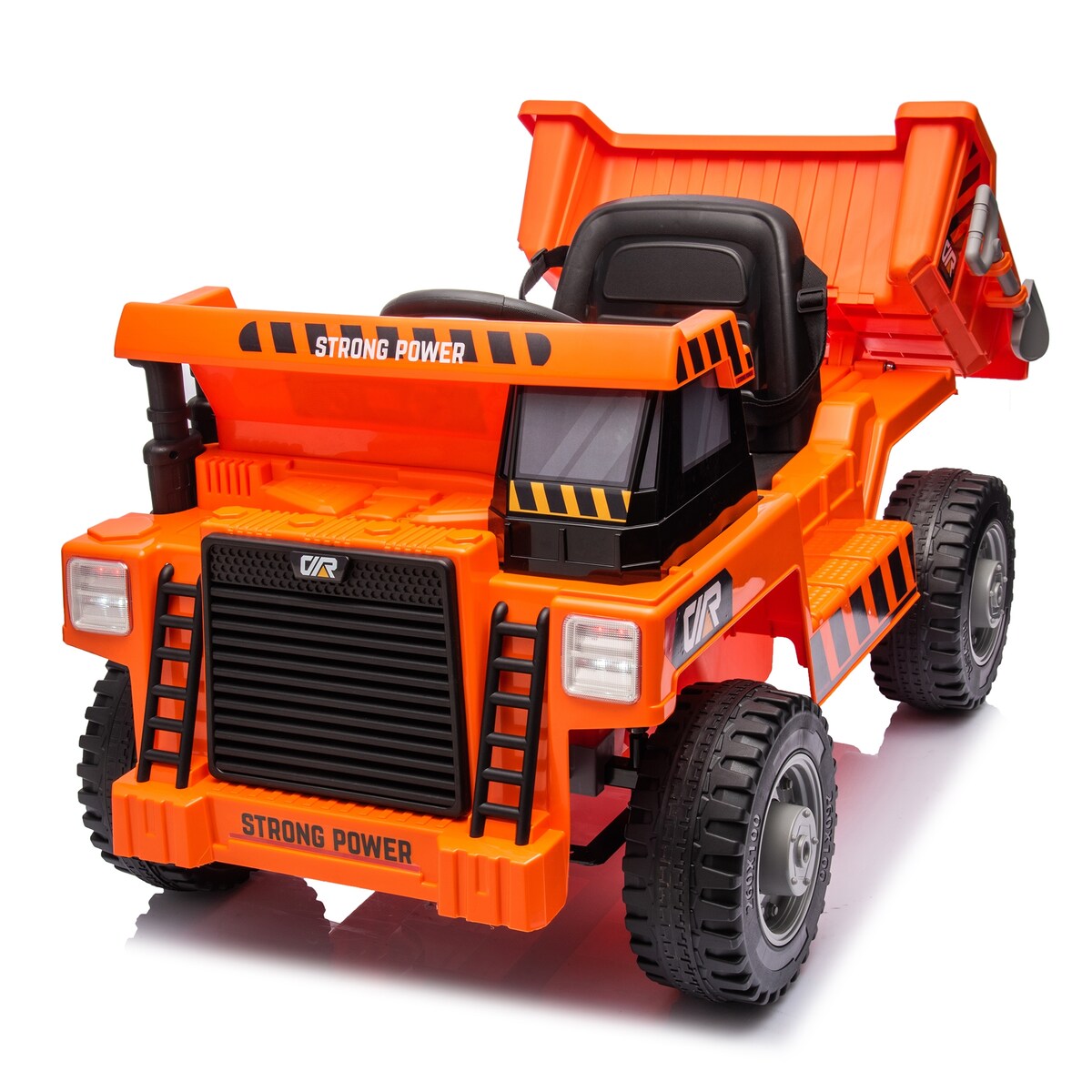 Orange Ride-On Dump Truck with Parental Control, Electric Dump Bed, MP3 Player