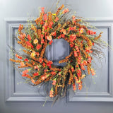 Orange Wildflower Wreath on Twig Base 22" Round