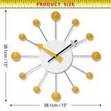 Orb Spoke 15 inch Mid-Century Modern Ball Wall Clock - 15 Inch
