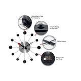Orb Spoke 15 inch Mid-Century Modern Ball Wall Clock - 15 Inch