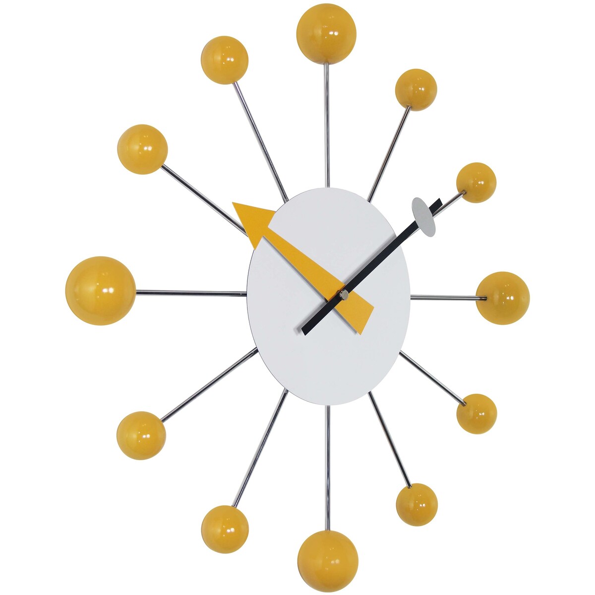 Orb Spoke 15 inch Mid-Century Modern Ball Wall Clock - 15 Inch
