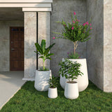 Orchid 4-Piece Round Modern Fiberstone and MgO Clay Decorative Planter Pot Set for Living Room Office Home Patio Porch Decor