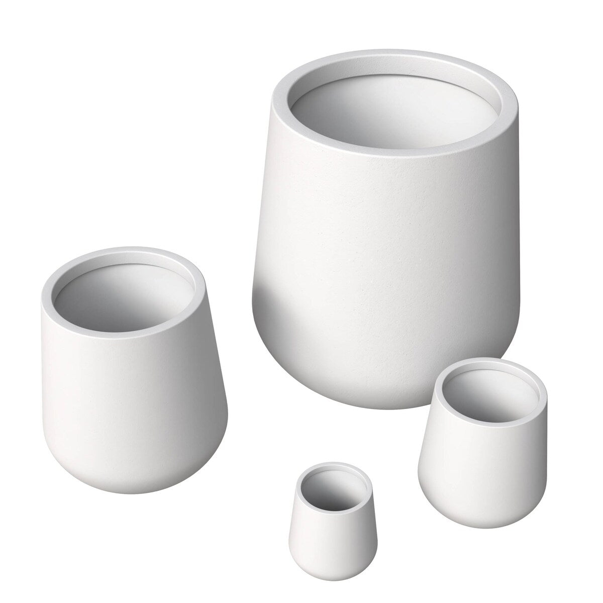 Orchid 4-Piece Round Modern Fiberstone and MgO Clay Decorative Planter Pot Set for Living Room Office Home Patio Porch Decor