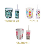Orchid Bathroom Accessory Set 2-Pieces Plastic - 9.4" H x 7.8" W x 6.2" L