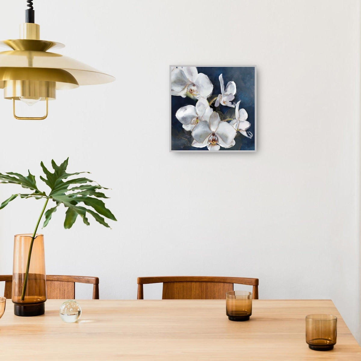 Orchid on Navy By Studio Arts Canvas Art Print