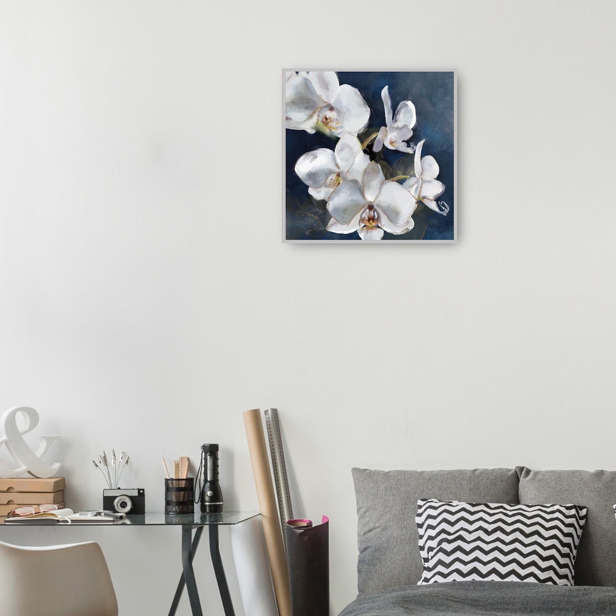 Orchid on Navy By Studio Arts Canvas Art Print