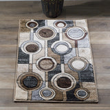 Orelsi Ivory/Grey Polyester Area Rug