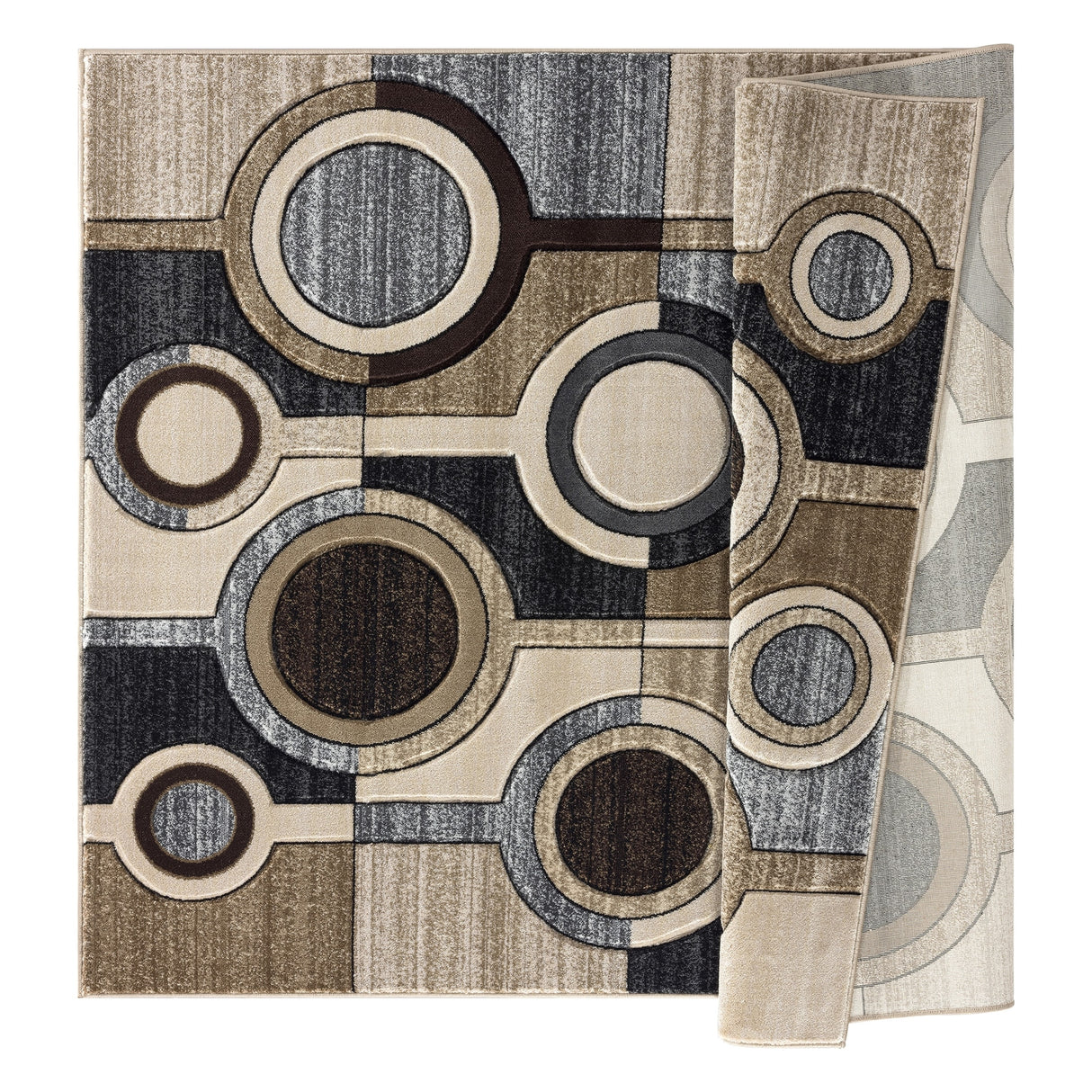 Orelsi Ivory/Grey Polyester Area Rug