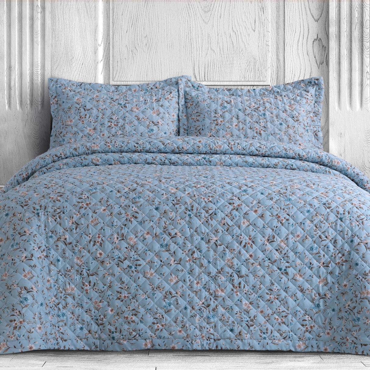 Azores Home Organic Cotton 300 Thread Count Printed Oversized Quilt Set