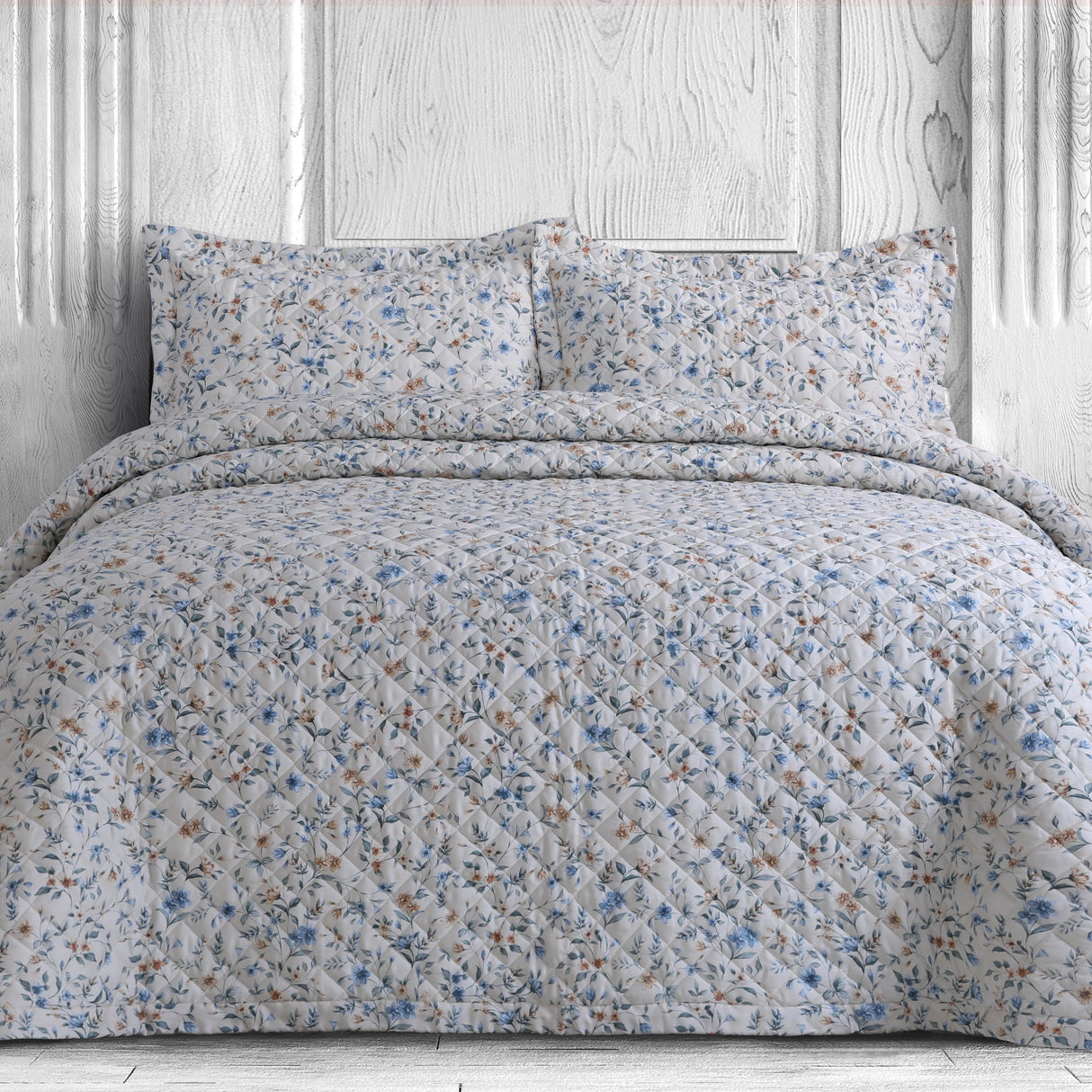 Azores Home Organic Cotton 300 Thread Count Printed Oversized Quilt Set