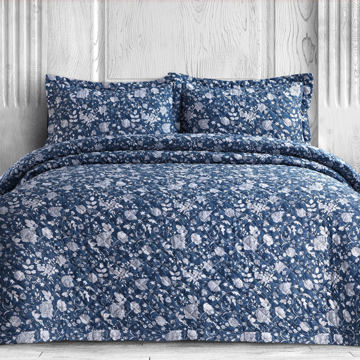 Azores Home Organic Cotton 300 Thread Count Printed Oversized Quilt Set