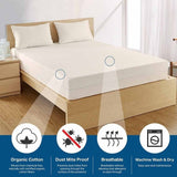 Organic Cotton Zippered Mattress Protector / Encasement, Blocks Dust Mites, Pollen, Pet Dander and Other Allergens