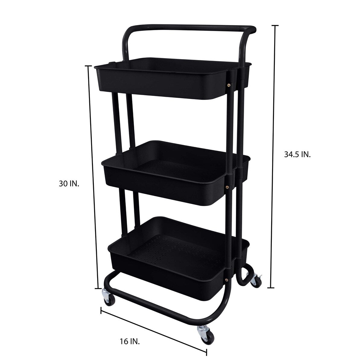Organize It All 3 Tier Rolling Basket Cart